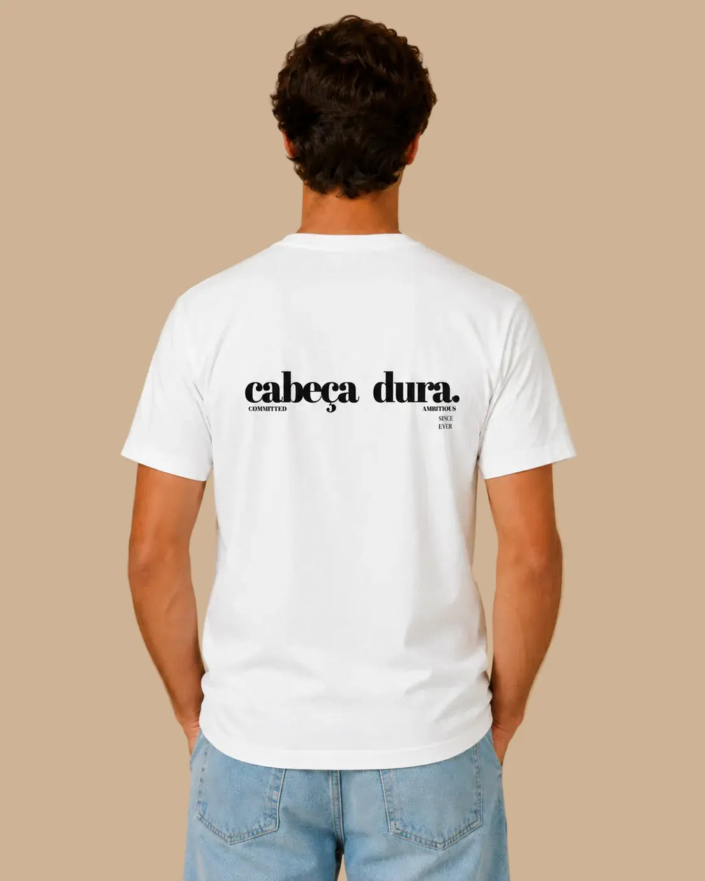 Back view of the white oversized Cabeça Dura graphic T-shirt by Augusta Store